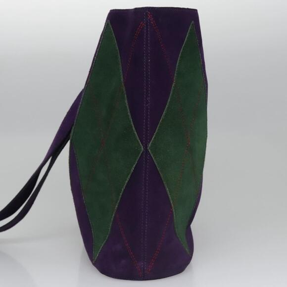 CELINE Circle Shoulder Bag Suede Purple Green Gold - Picture 4 of 12